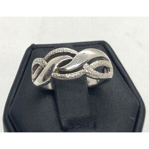 Vintage Twist Band‎ Ring Size 6.5 Sterling 925 Silver 3.9g Textured